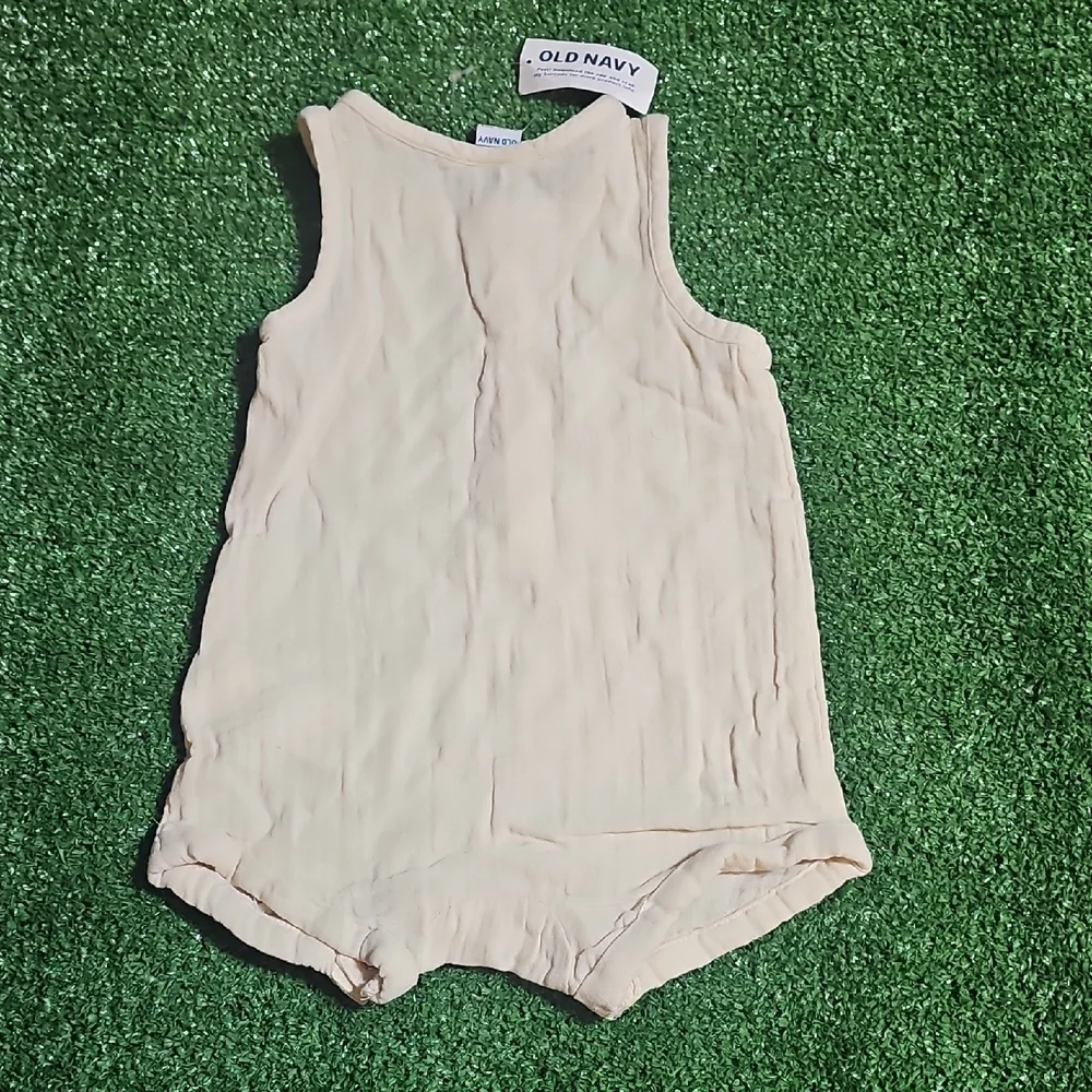 Cream Sleeveless Baby Romper